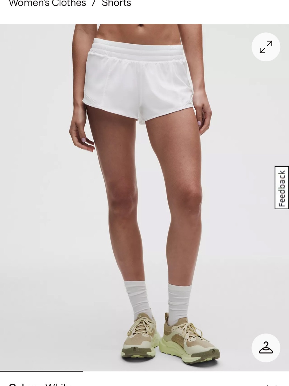 lululemon athletica Hotty Hot low rise White short 2.5 in inseam